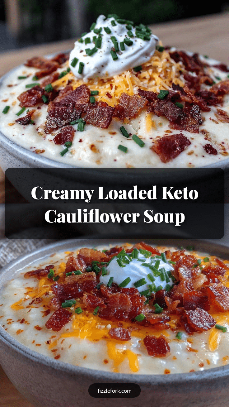 creamy loaded cauliflower soup keto recipe