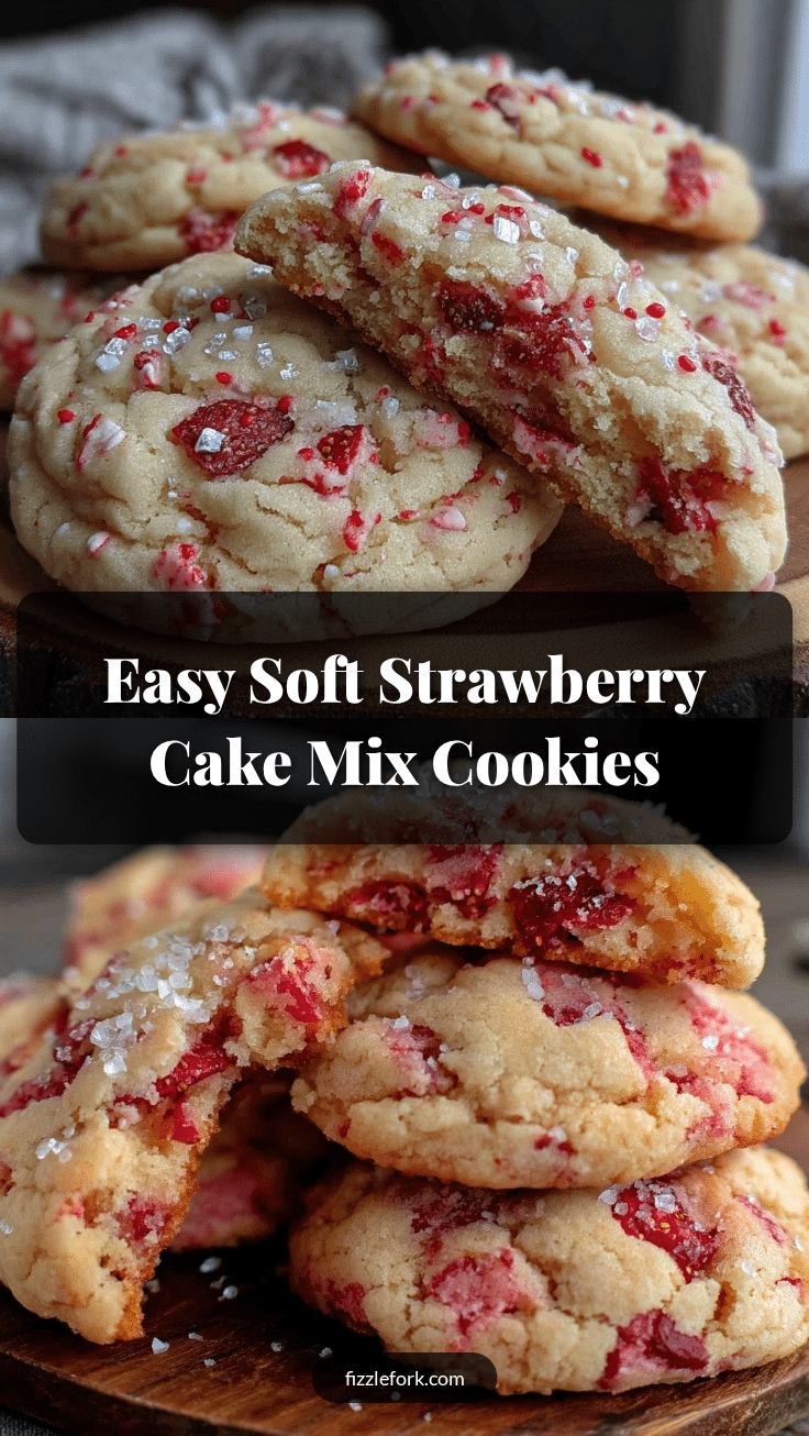 Easy Soft Strawberry Cake Mix Cookies recipe