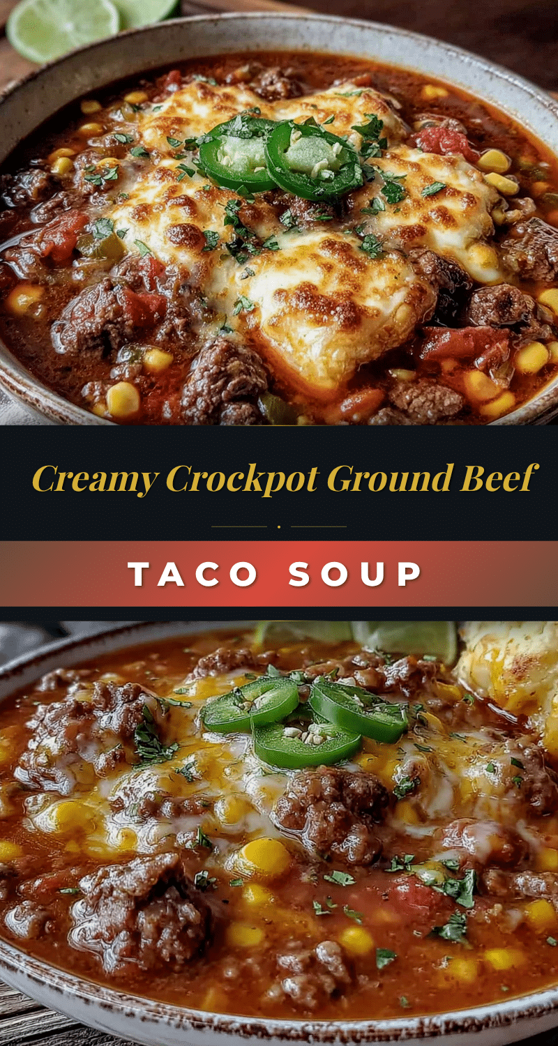 creamy crockpot ground beef taco soup recipe