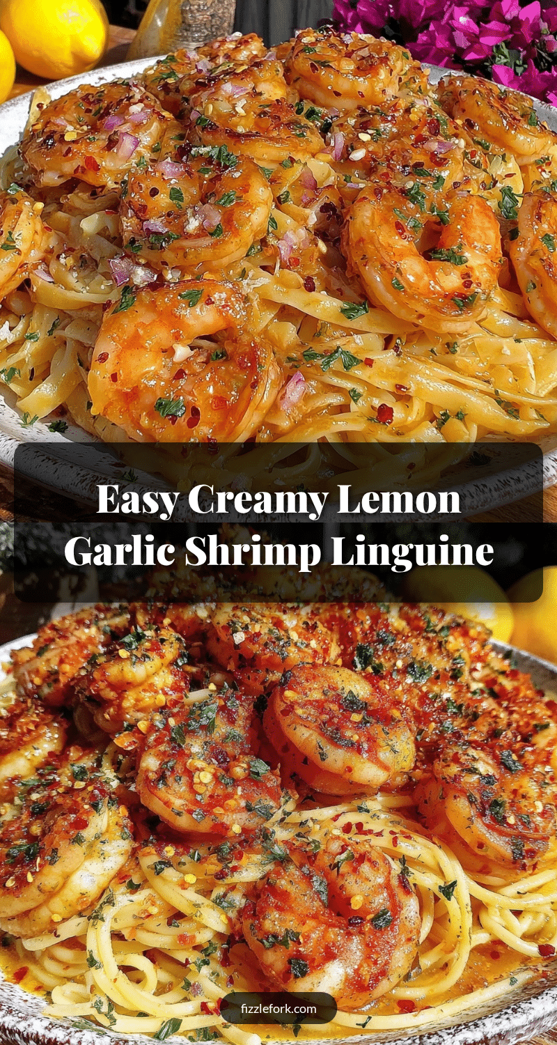 creamy lemon garlic butter shrimp scampi linguine recipe