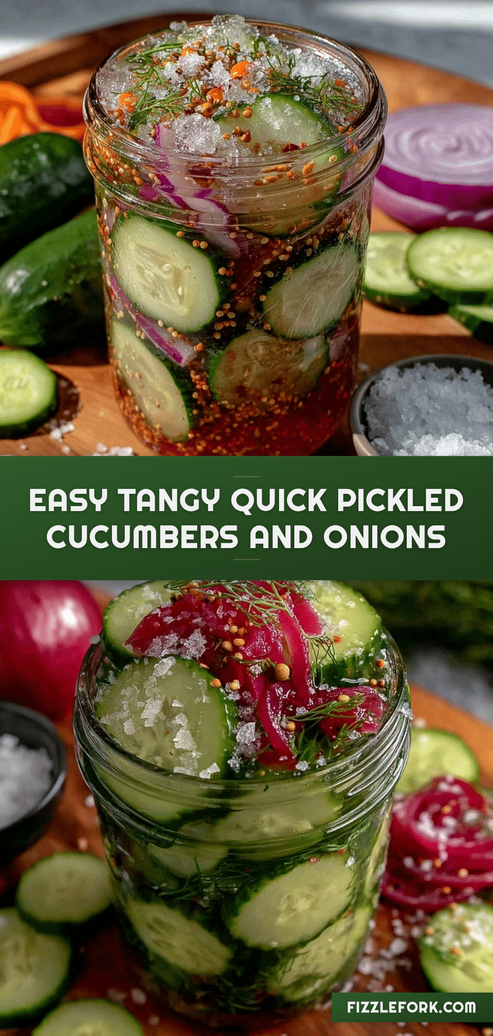 quick pickled cucumbers and red onions recipe