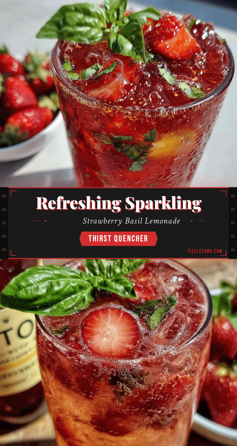 Refreshing Sparkling Strawberry Basil Lemonade recipe