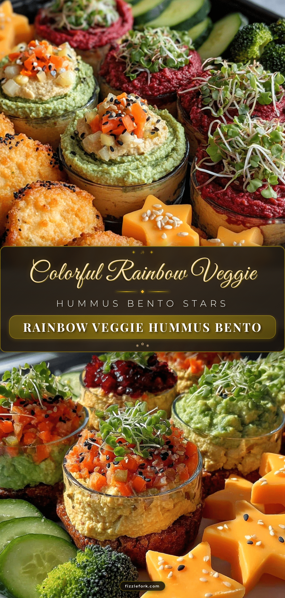 fresh rainbow veggie hummus bento box lunch recipe