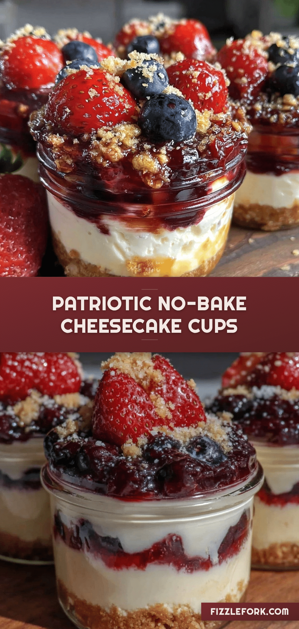 fresh red white and blue no-bake cheesecake cups recipe