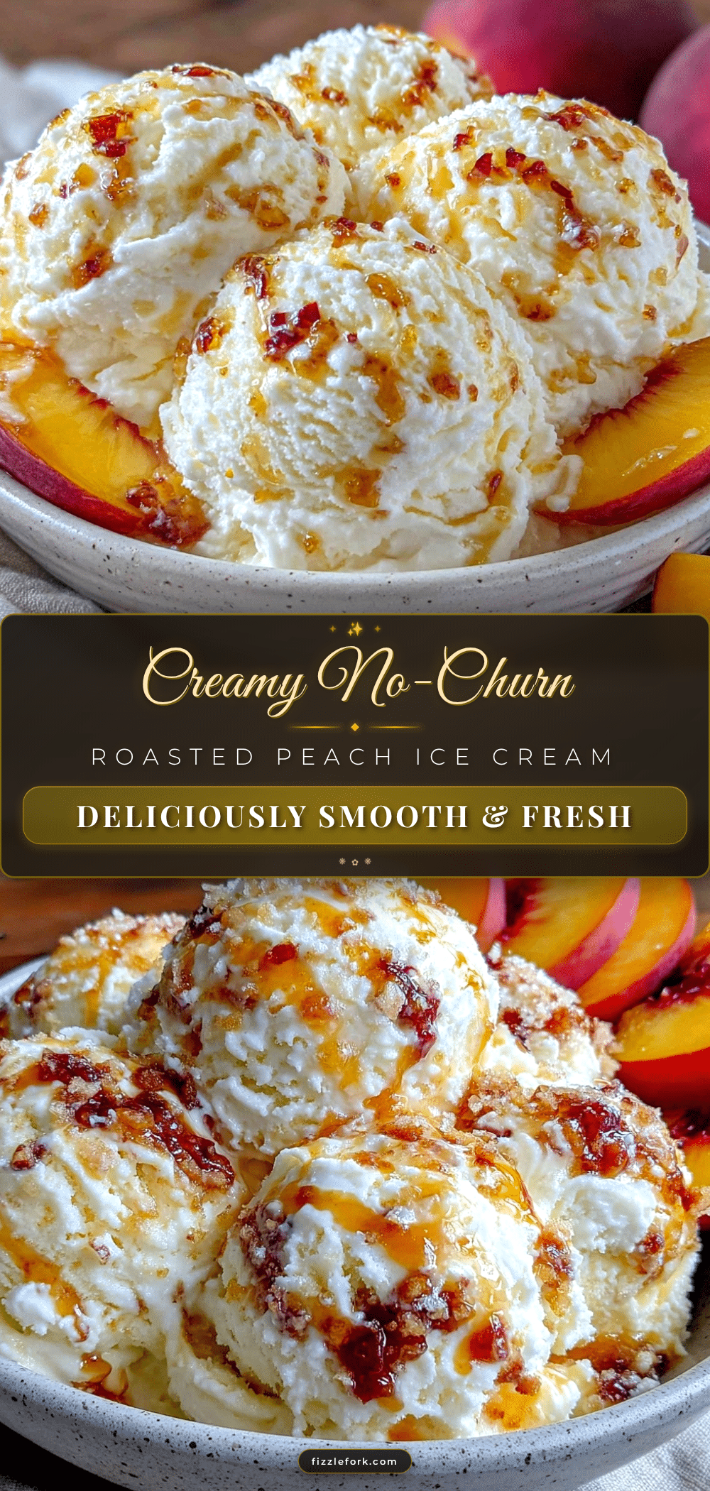 no-churn roasted peach ice cream recipe