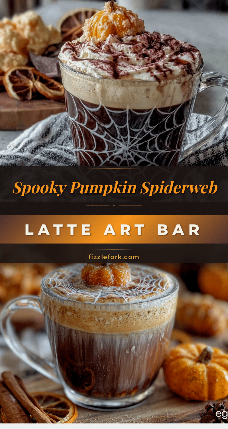 pumpkin spiderweb latte art recipe