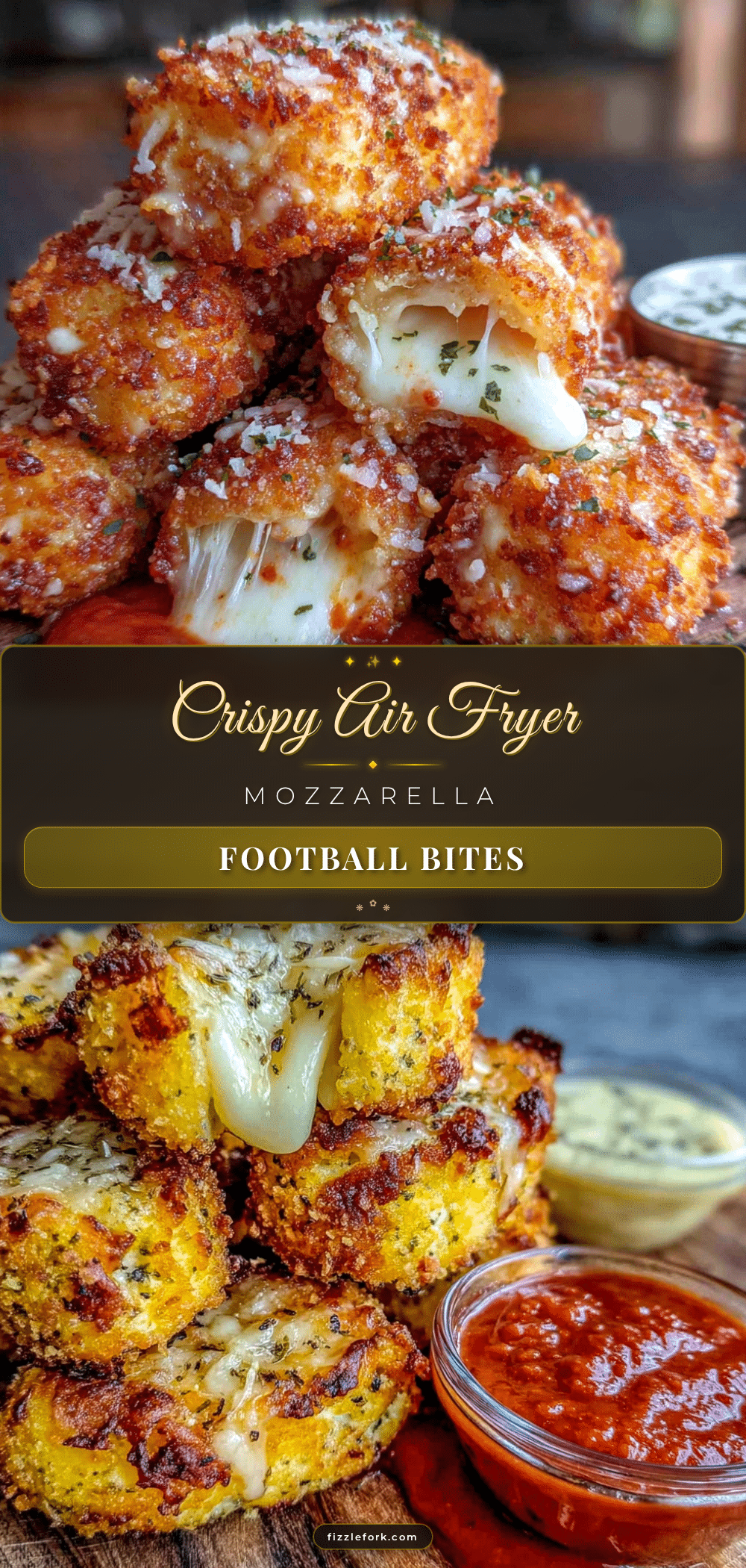 air fryer mozzarella stick football bites recipe