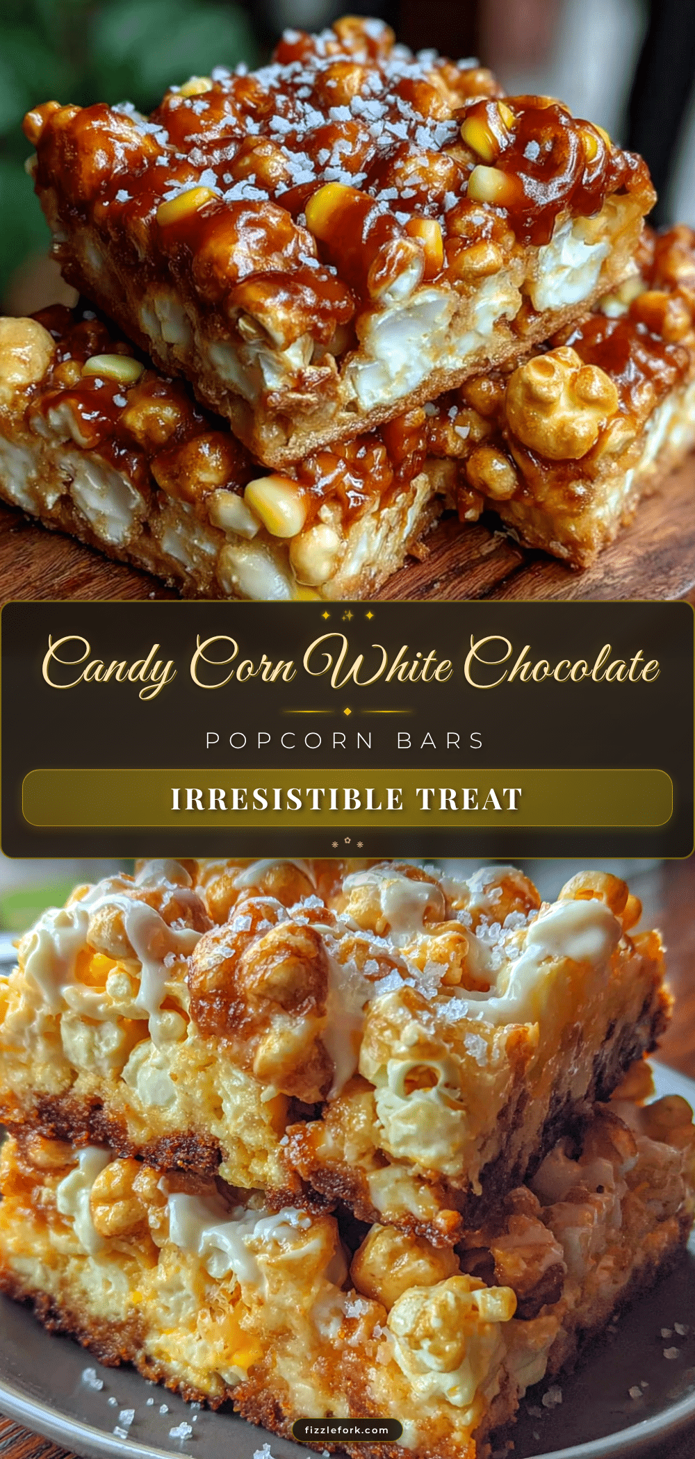 candy corn white chocolate popcorn bars recipe