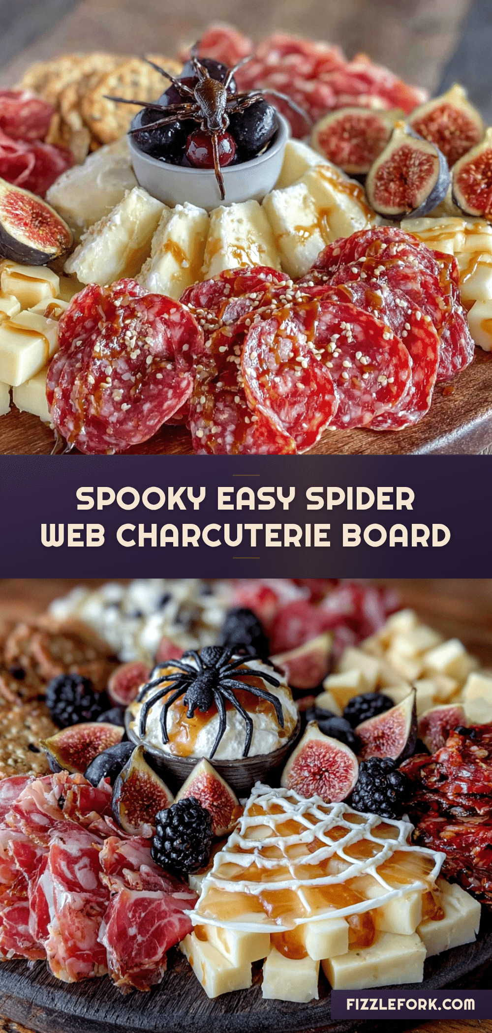 easy spider web charcuterie board for halloween recipe