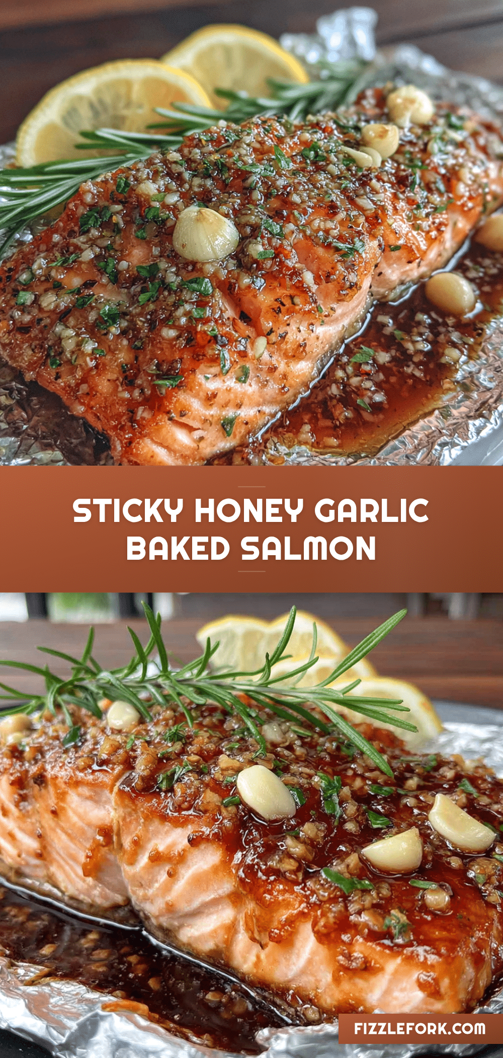 Sticky Honey Garlic Baked Salmon in Foil recipe