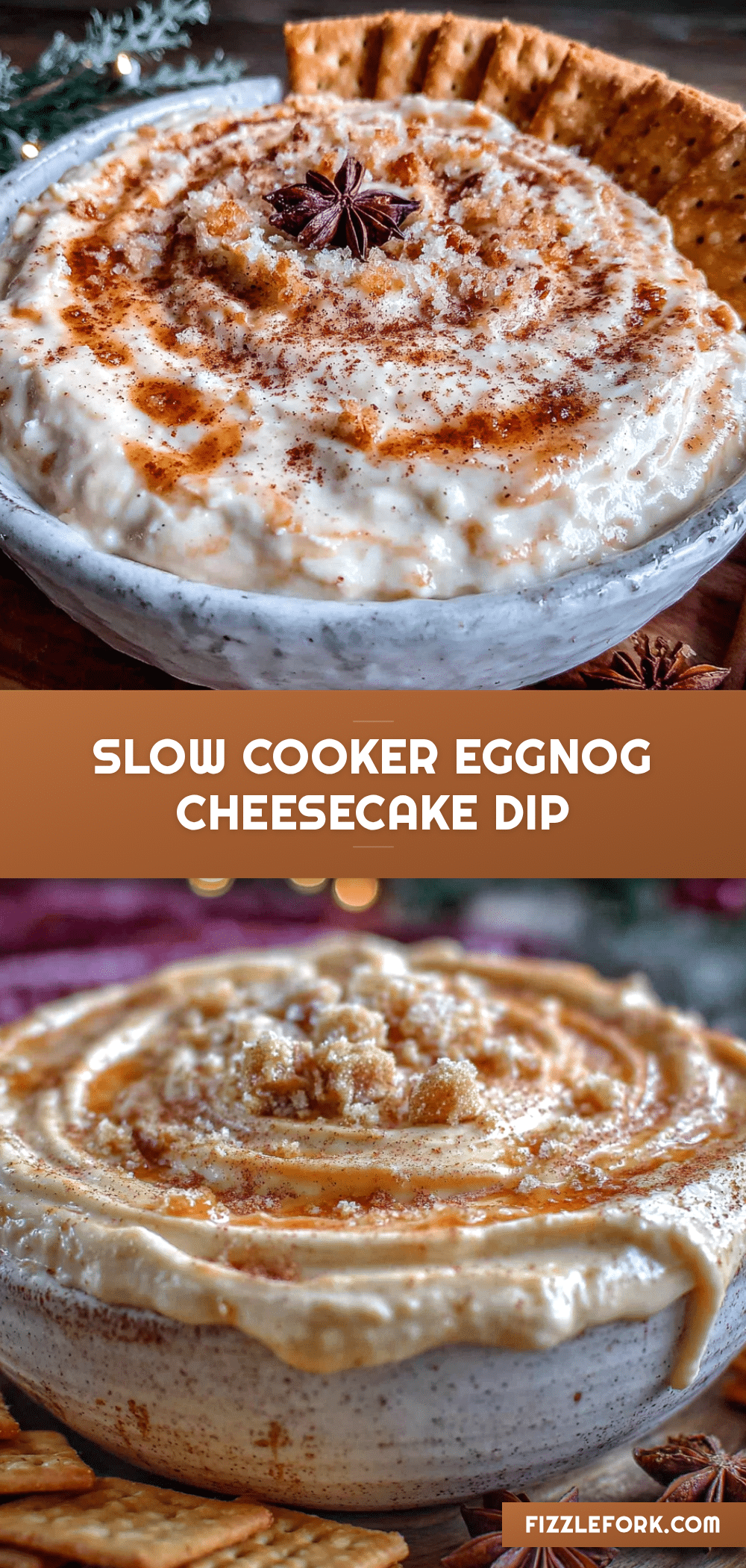 creamy slow cooker eggnog cheesecake dip recipe