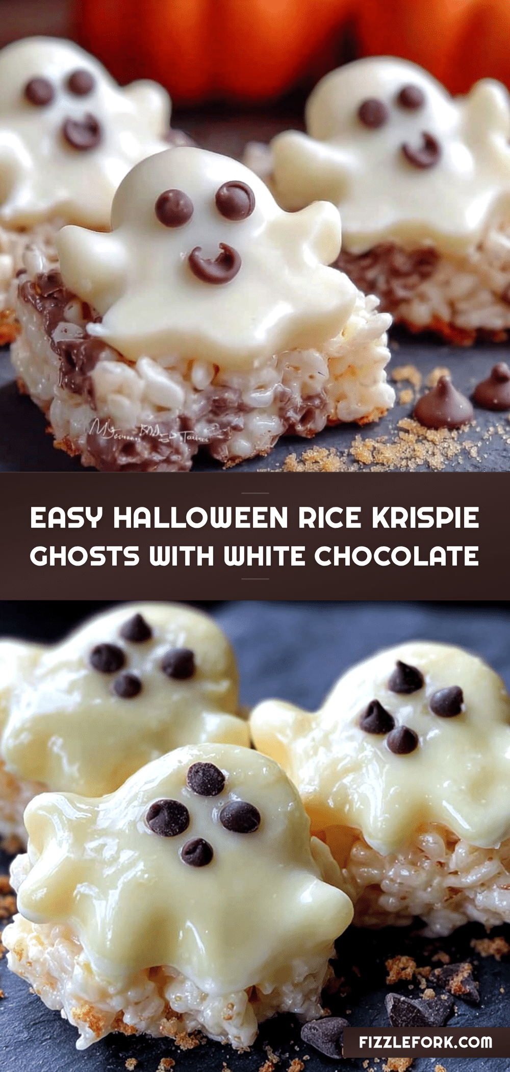 Easy Halloween Rice Krispie Ghosts with White Chocolate recipe