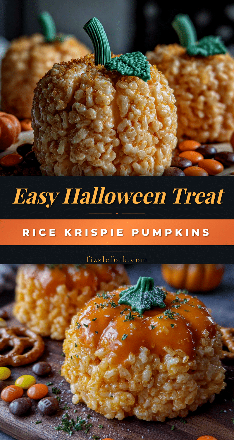 Easy Halloween Rice Krispie Treat Pumpkins recipe