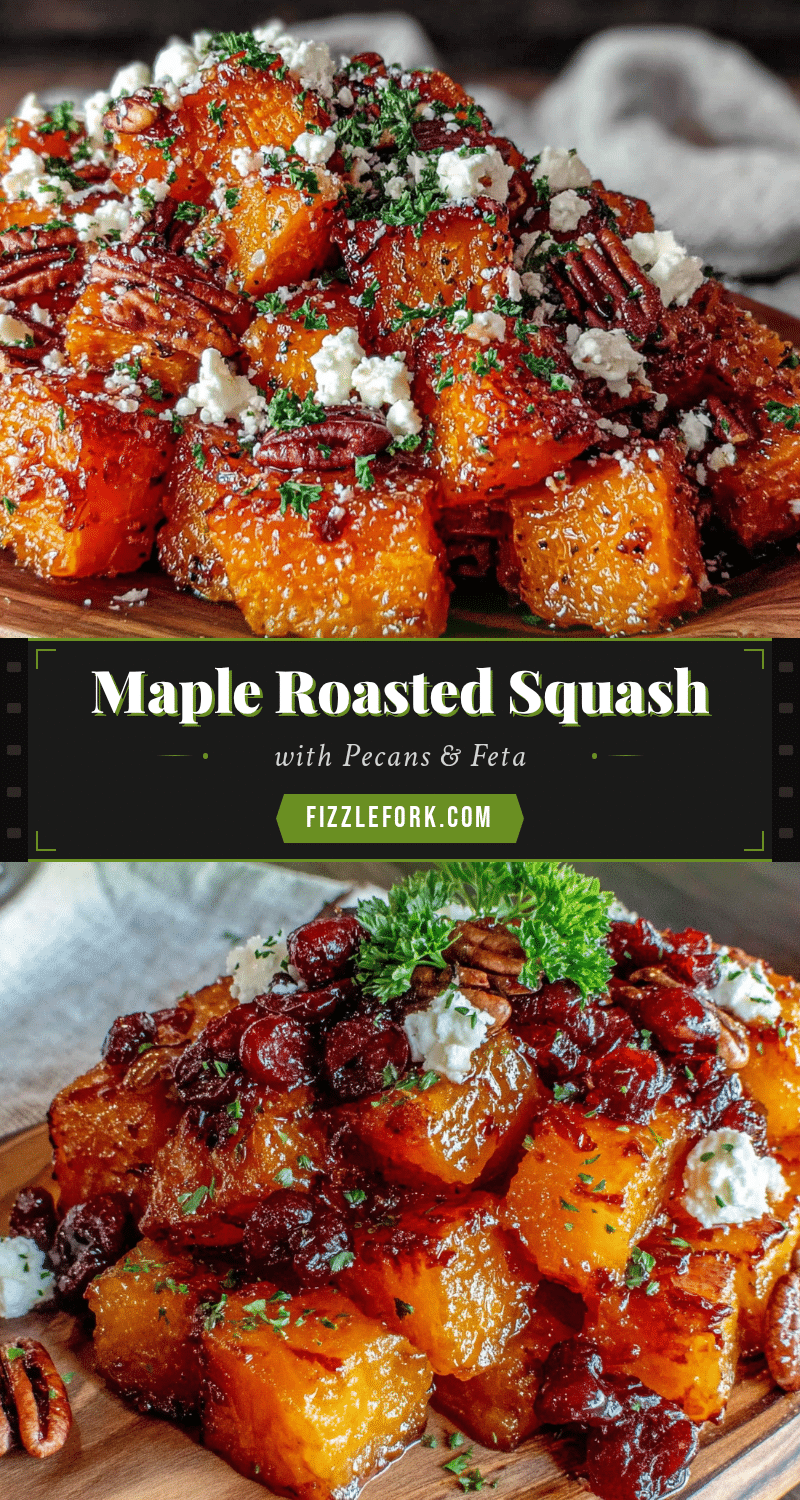 Easy Maple Roasted Butternut Squash with Pecans & Feta recipe
