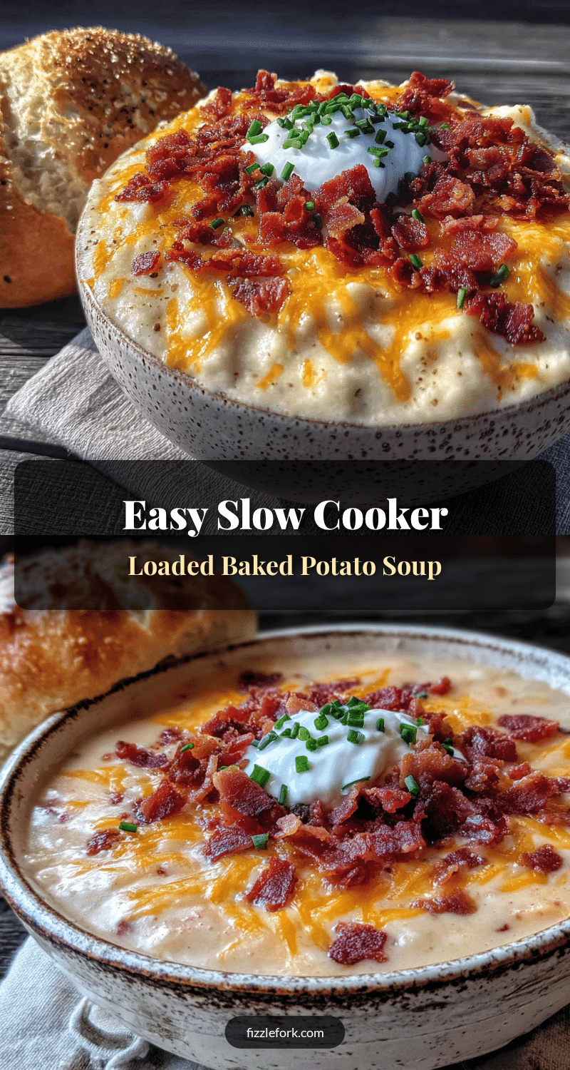 Easy Slow Cooker Loaded Baked Potato Soup recipe