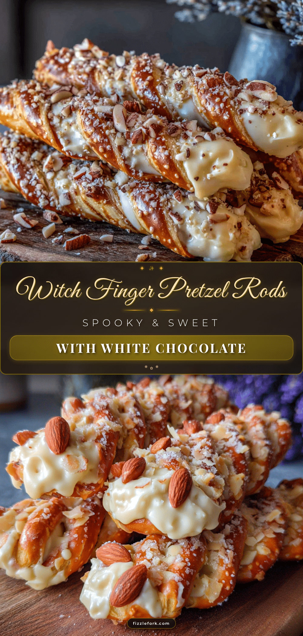 Easy White Chocolate Witch Finger Pretzel Rods recipe