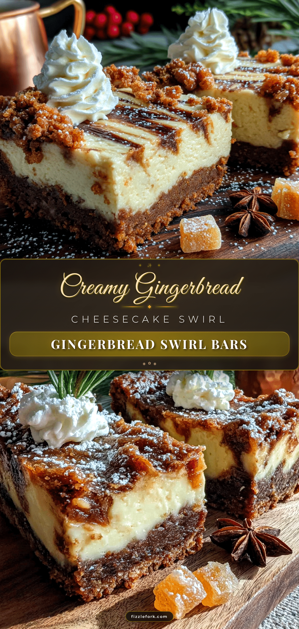 gingerbread cheesecake swirl bars recipe