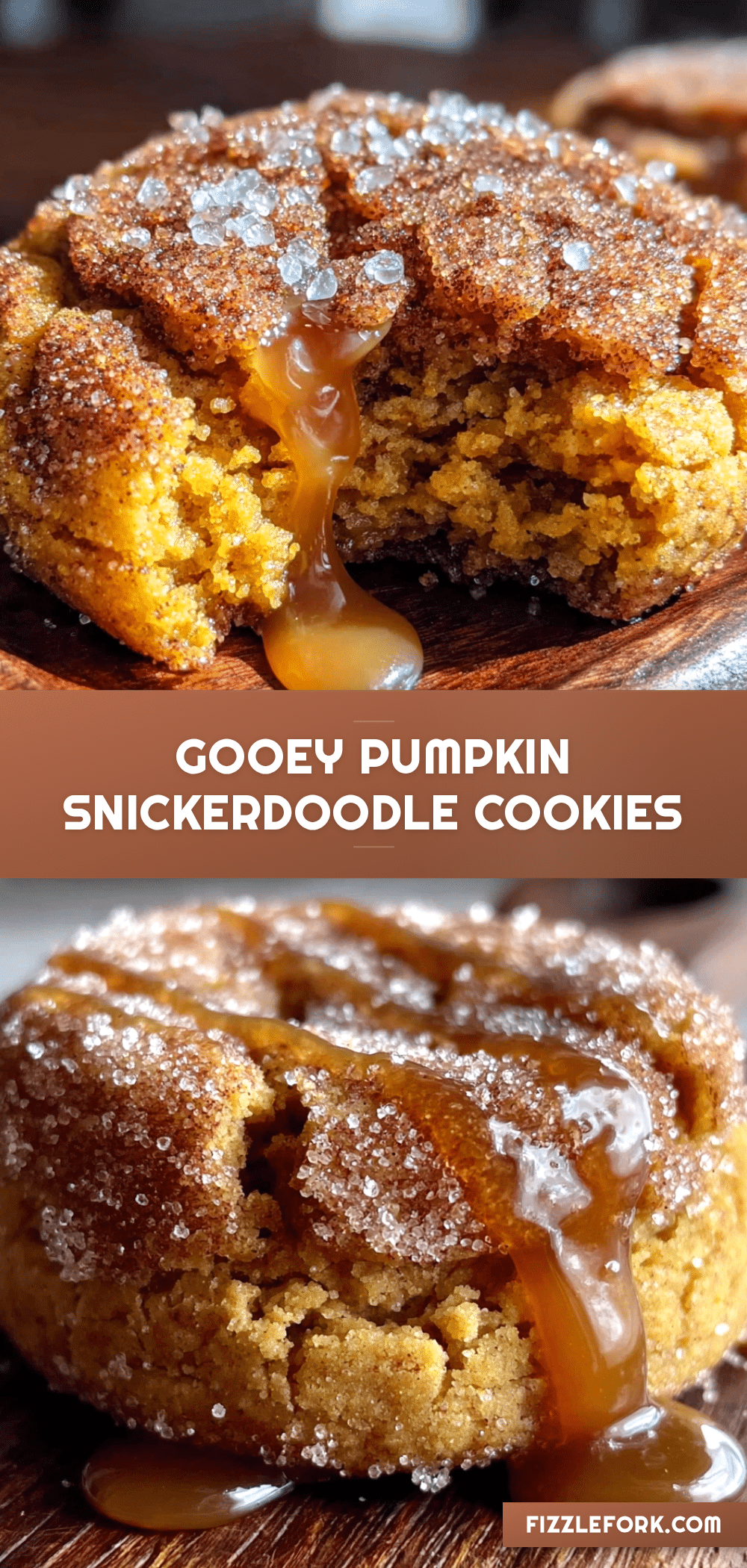 gooey pumpkin snickerdoodle cookies with caramel drizzle recipe