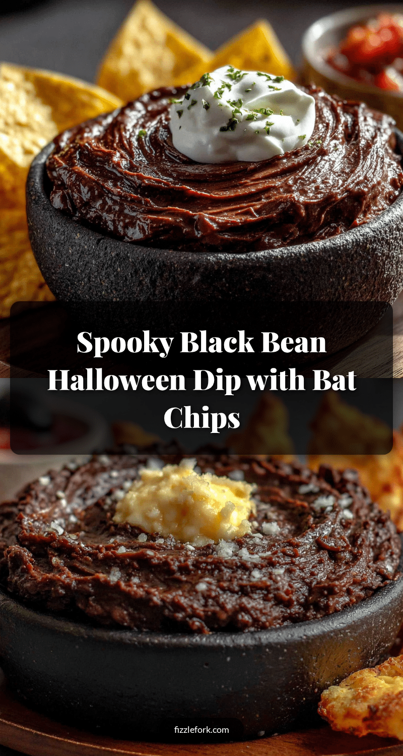 Spooky Black Bean Halloween Dip with Bat Chips recipe