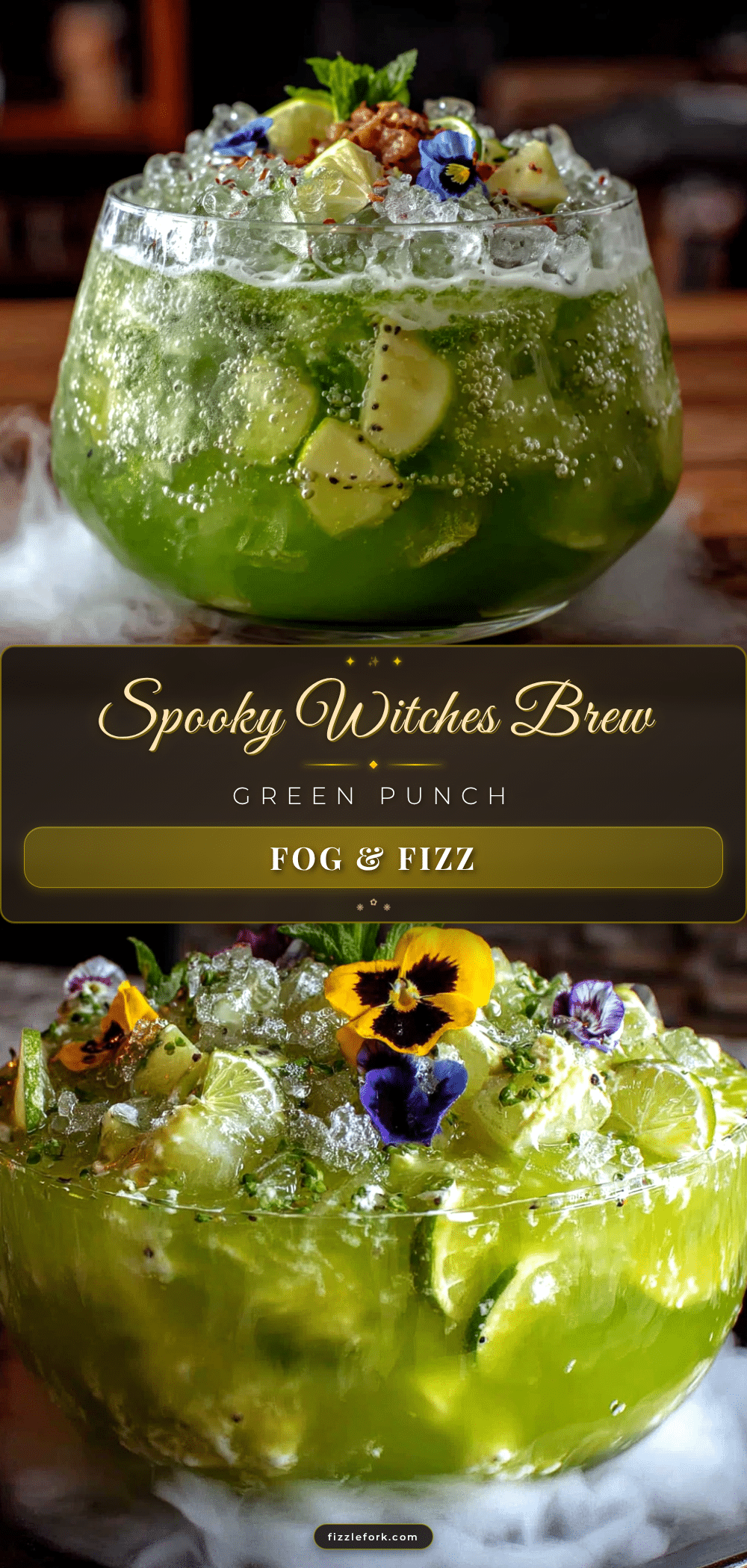 Spooky Witches Brew Green Punch with Dry Ice Fog recipe
