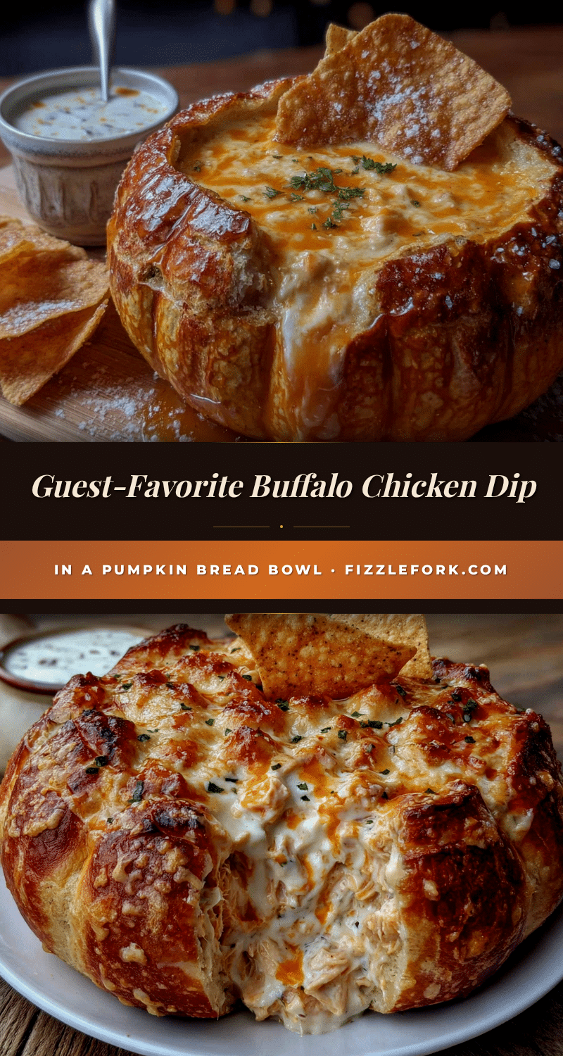 buffalo chicken dip in a pumpkin bread bowl recipe