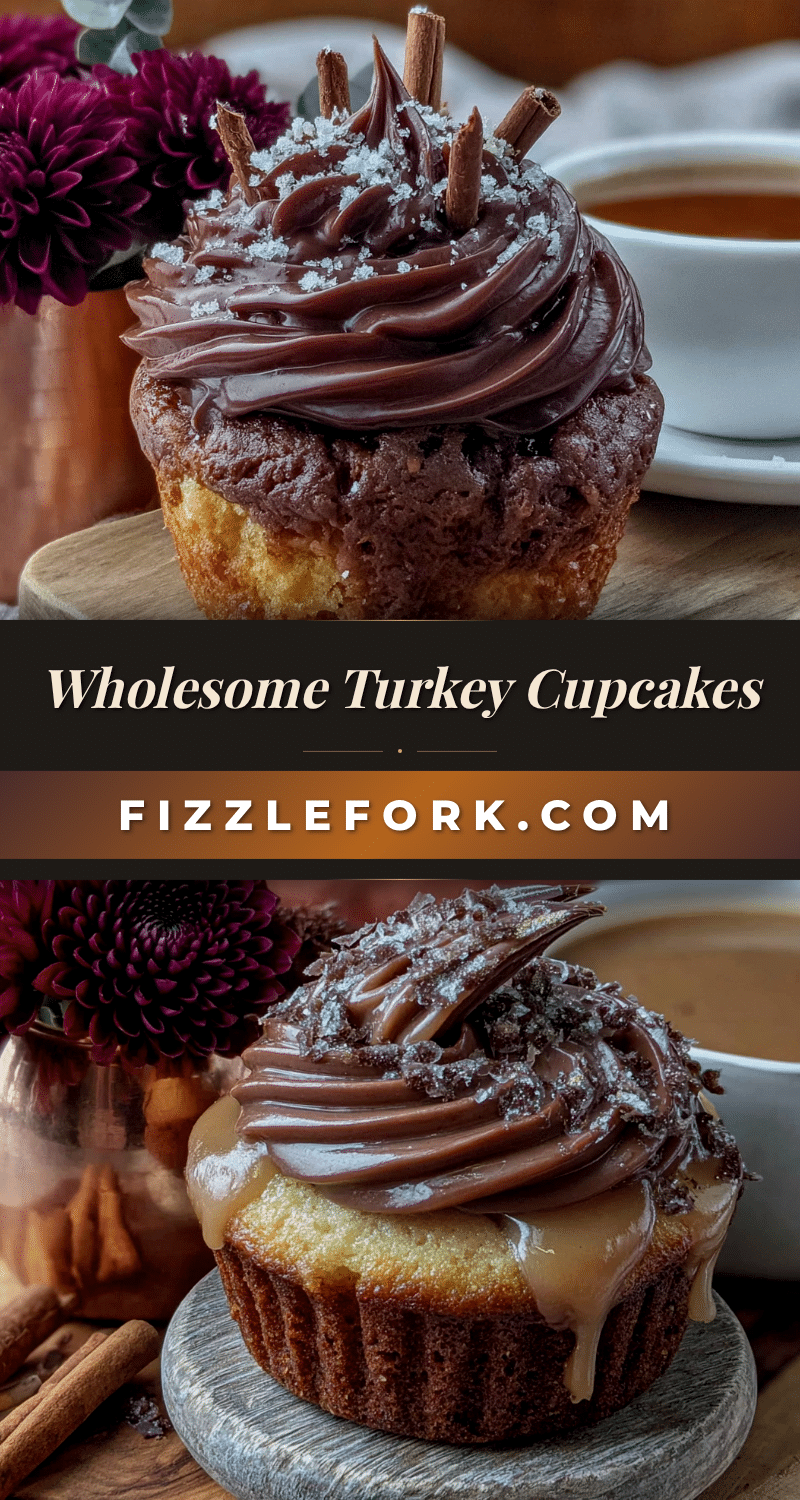 Wholesome Turkey Cupcakes with Chocolate Feathers recipe